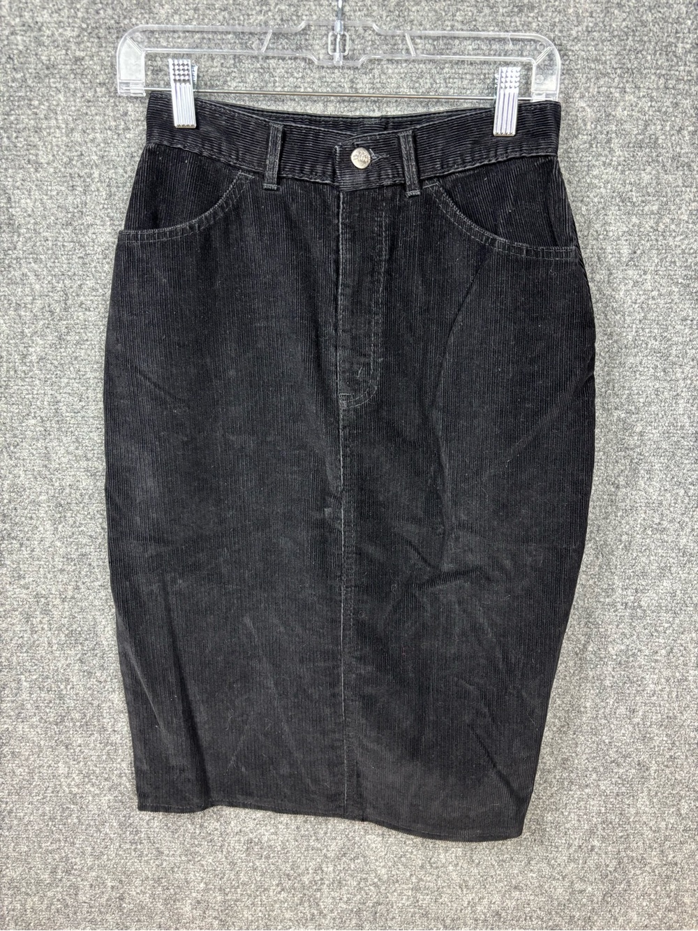 Vintage Black Corduroy Midi Skirt
